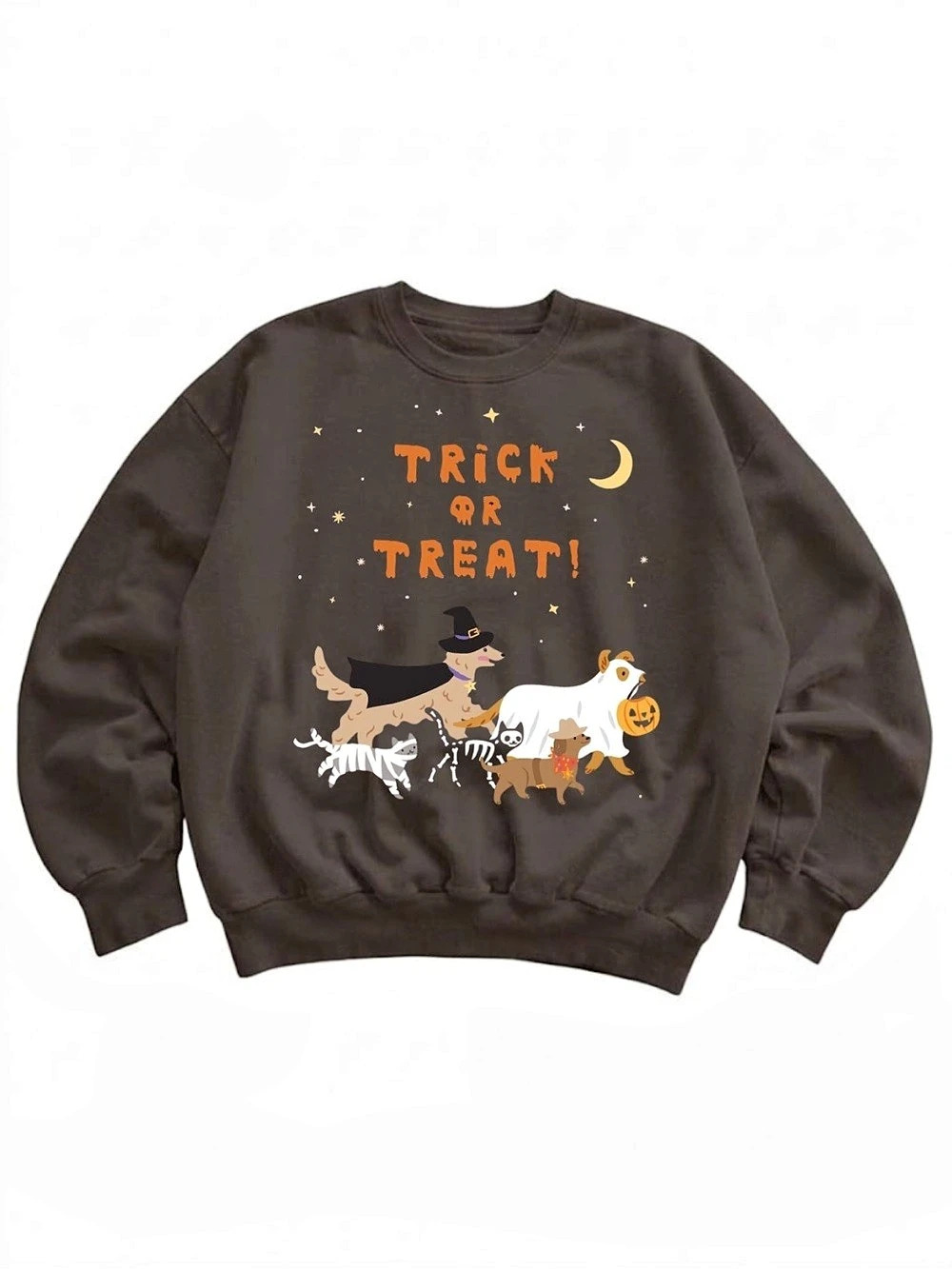 Gildan Halloween Trick or Treat Dogs Sweatshirt Halloween Graphic Crewneck
